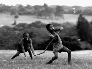 Children Playing Cricket In South Africa