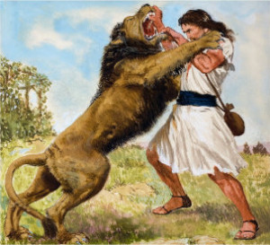 David-fighting-a-Lion